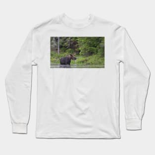 Lunch in Algonquin Park - Canadian Moose Long Sleeve T-Shirt